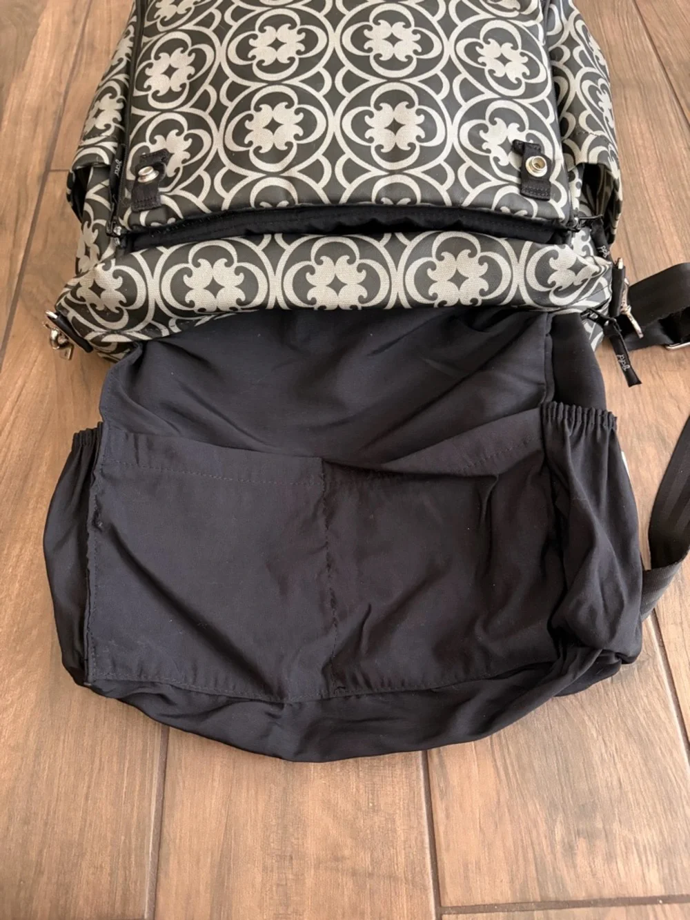 Petunia Pickle Bottom Black and Gray Messenger Bag with Yellow Detail